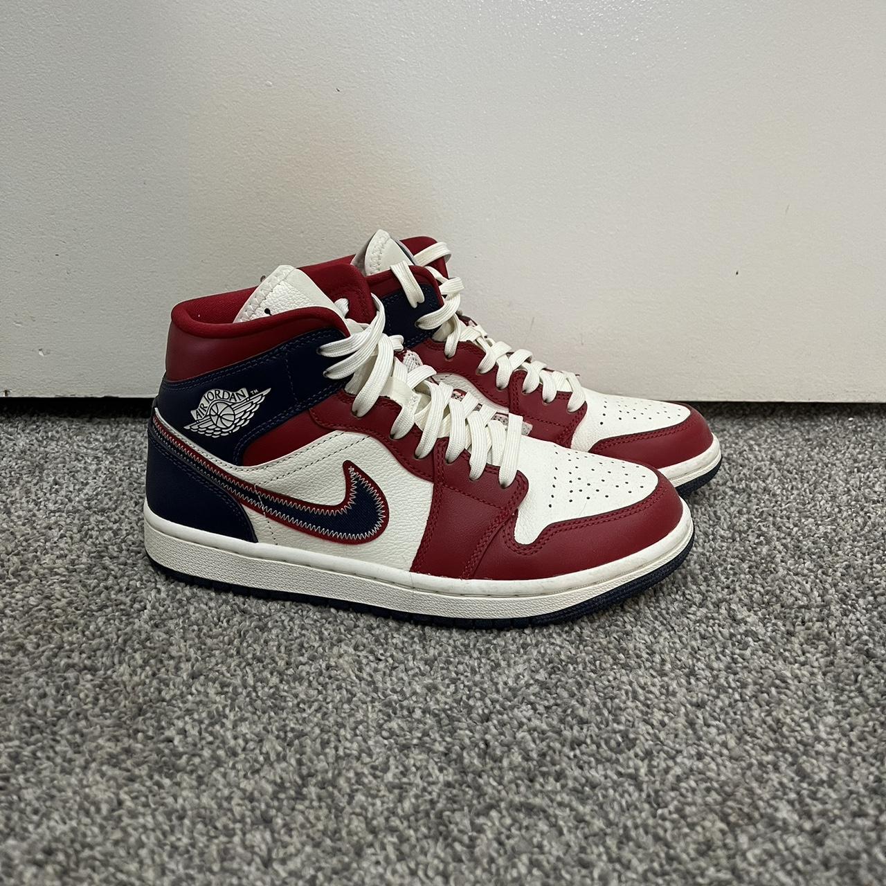 air jordan 1 mid se red white and blue