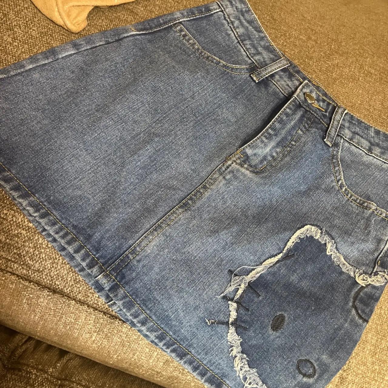 Hello kitty Jean skirt #y2k #vintage #hellokitty... - Depop