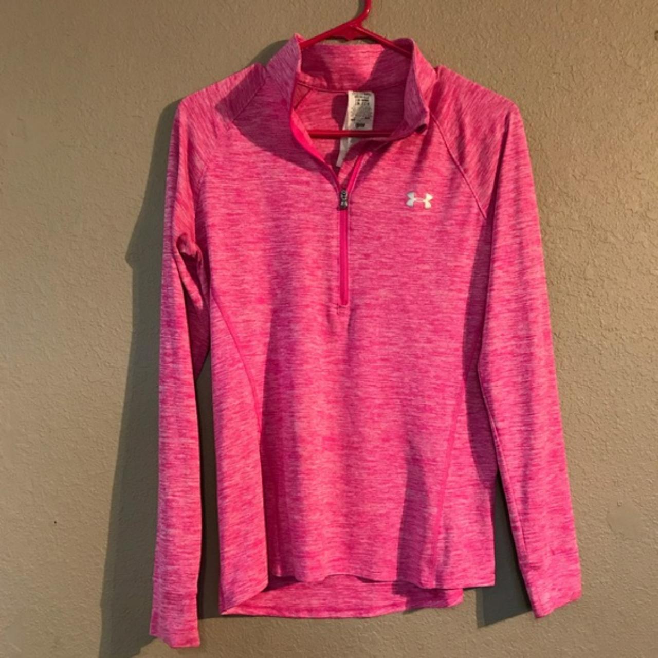 Size M Ladies Pink Under Armour 3/4 Zip Jacket. This... - Depop