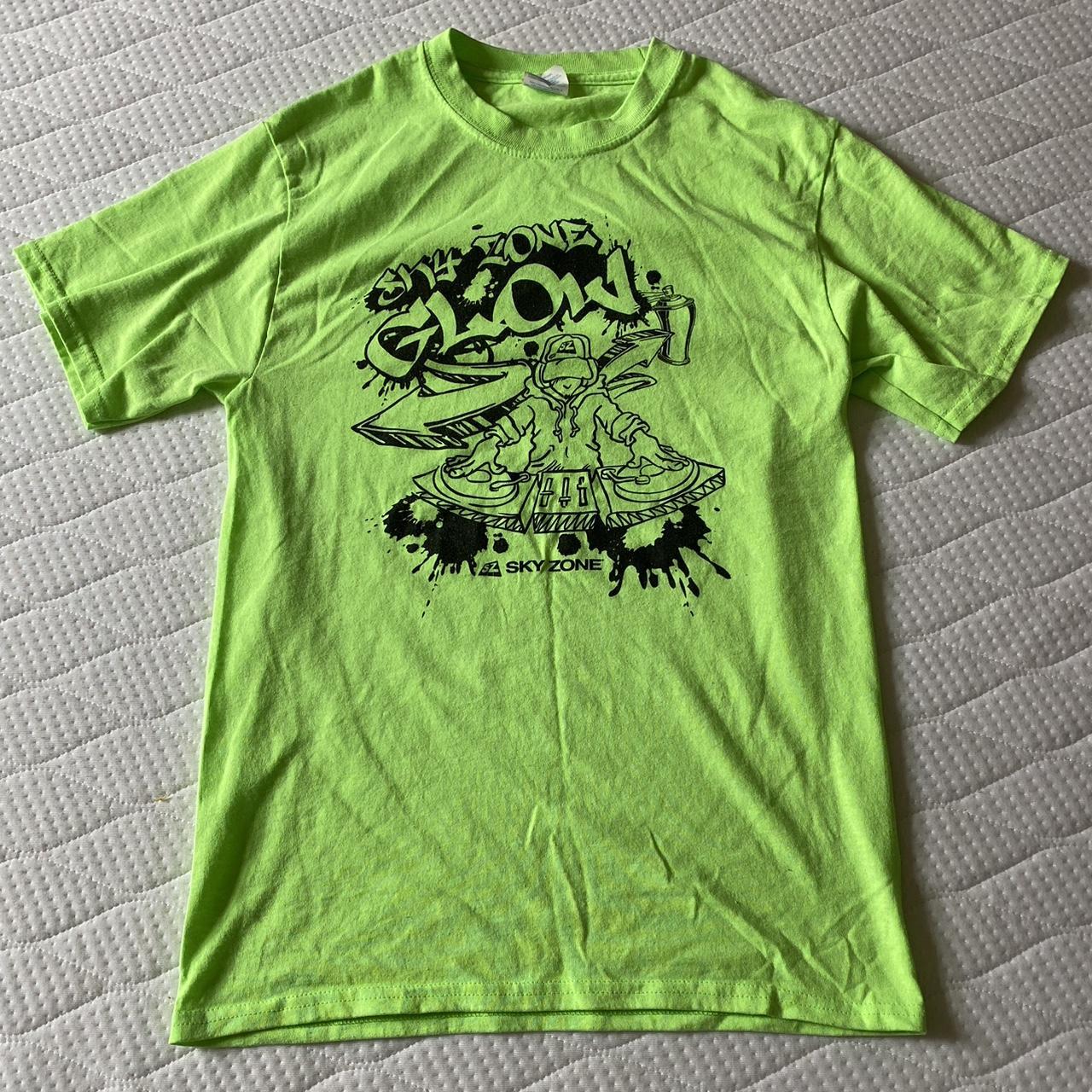 sky zone glow skater tshirt size S color green,... Depop