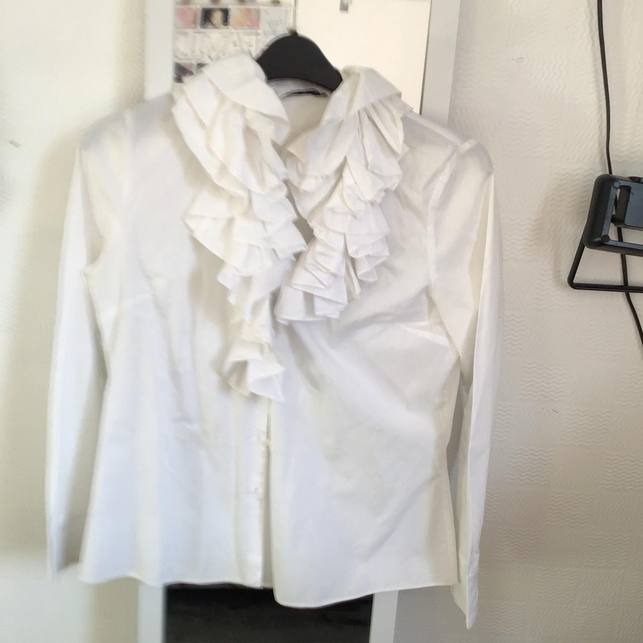 Zara cream ruffle shirt Depop