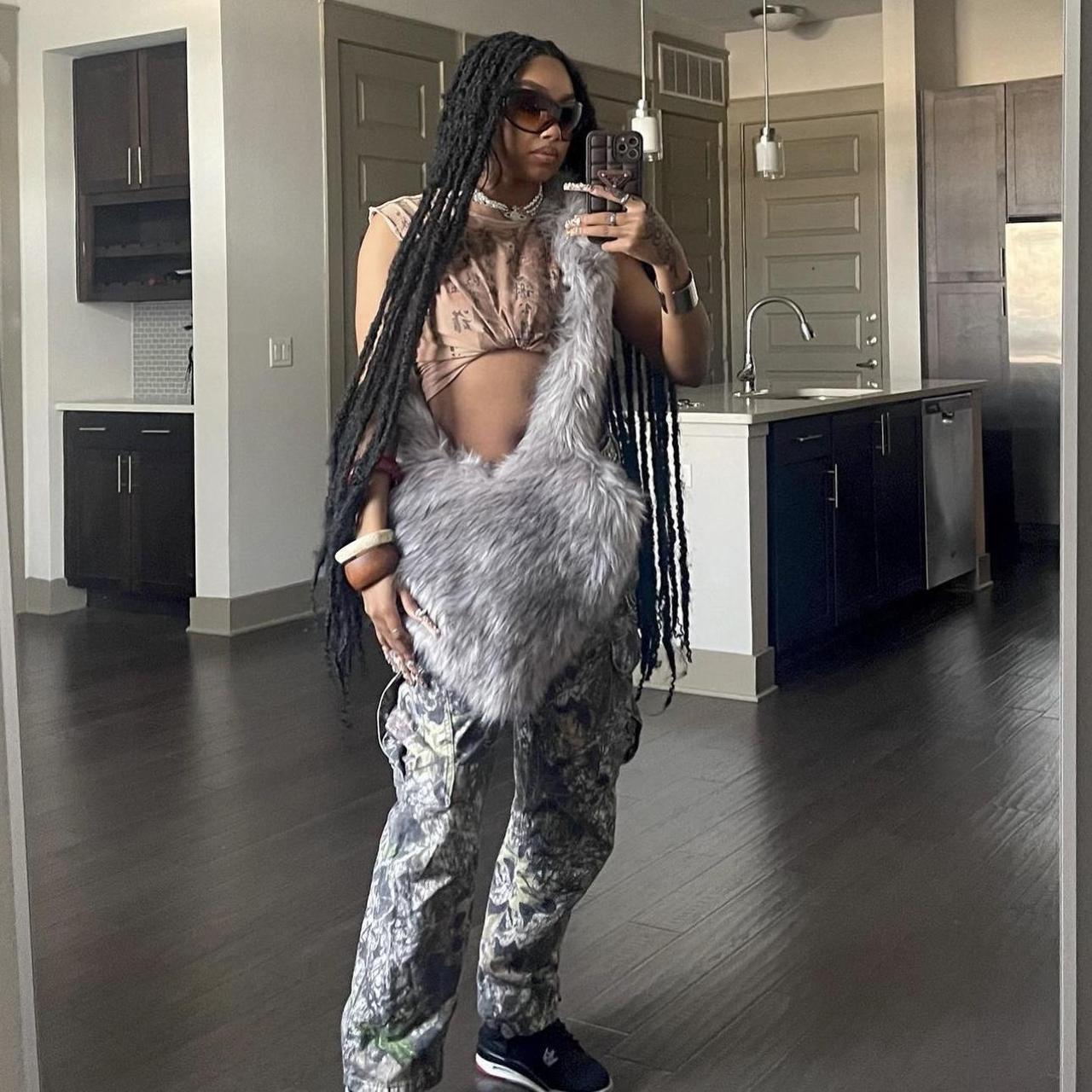 Heart Shape Fur Bag Depop