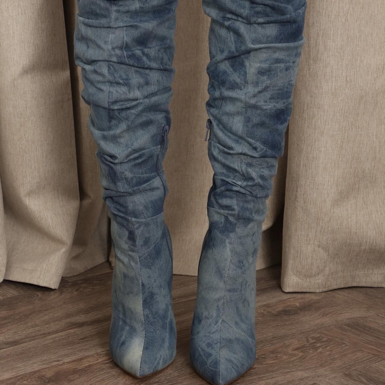 Fashion nova best sale denim boots