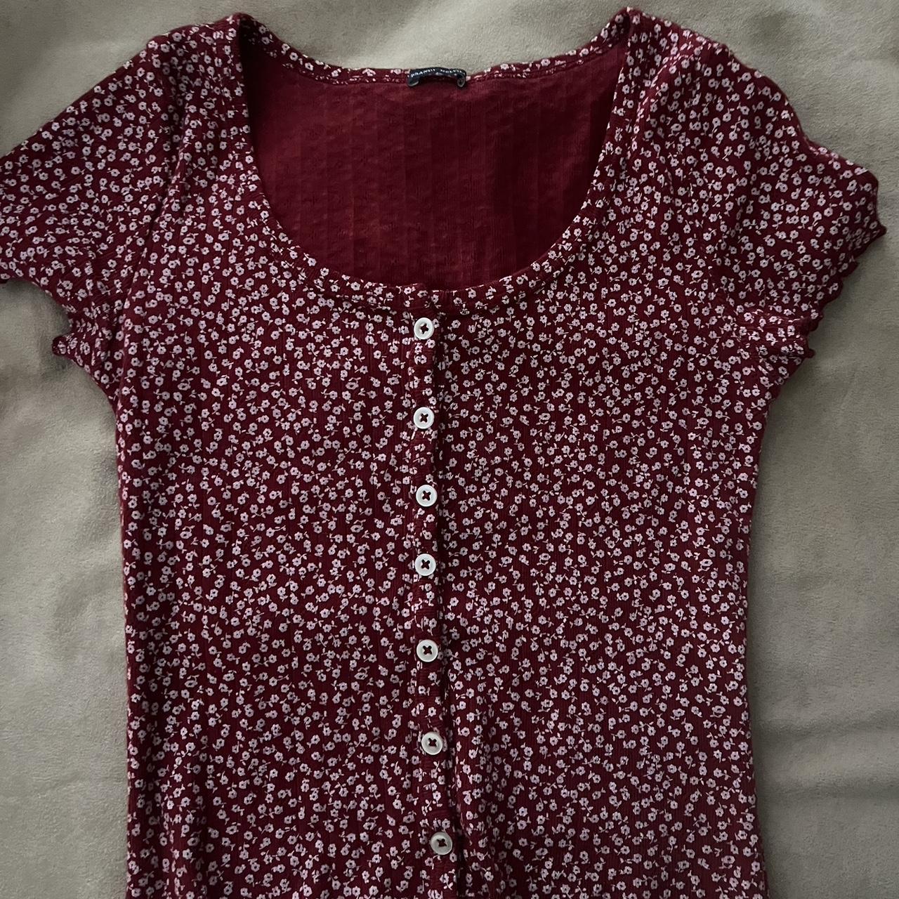 White and red floral top from Brandy Melville