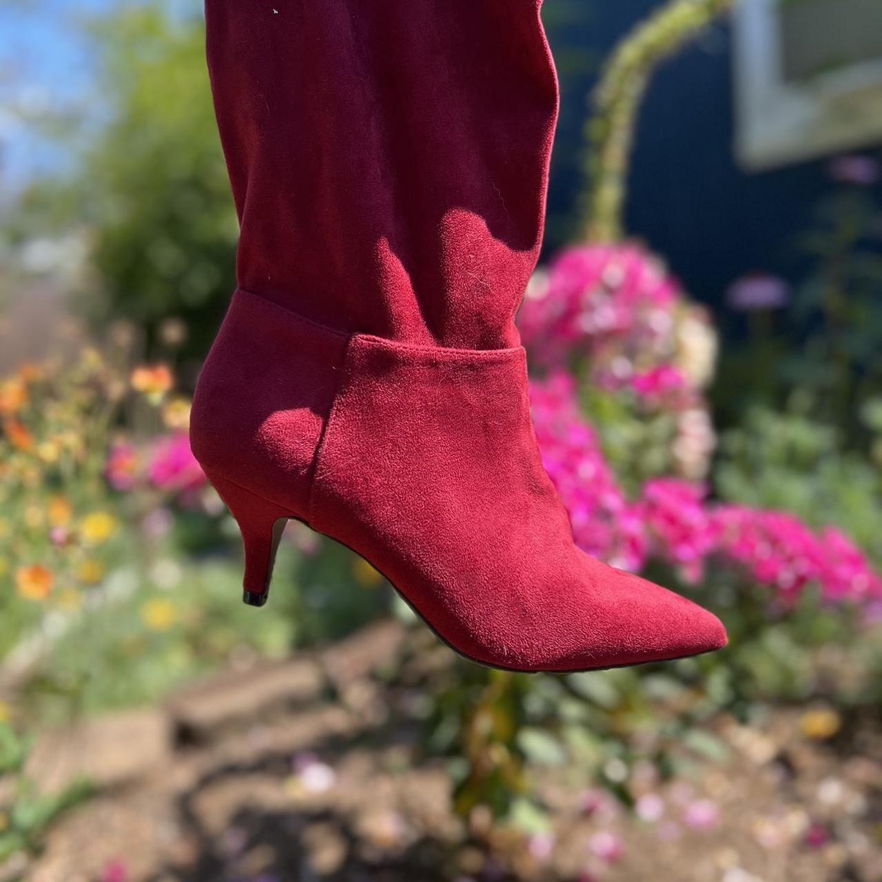 RED KITTEN HEEL BOOTS Werk! These are so fierce!... Depop