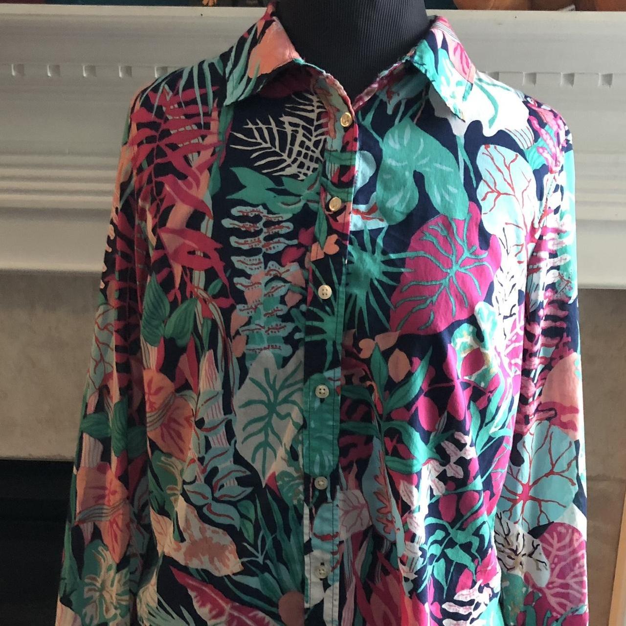 Talbots Shirt Women's Floral Long Sleeves Button Up