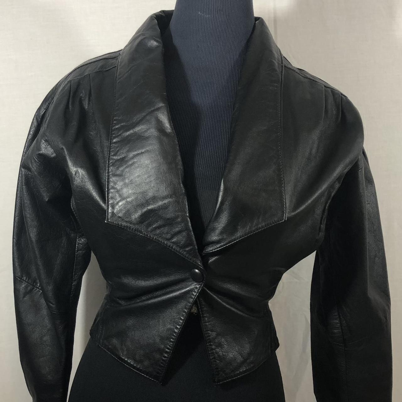 Vintage Chia Leather Jacket One Button Black made in...