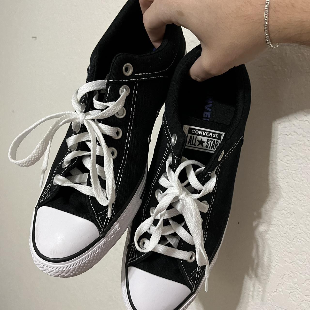 Converse all star black and white shoes Men’s size... - Depop