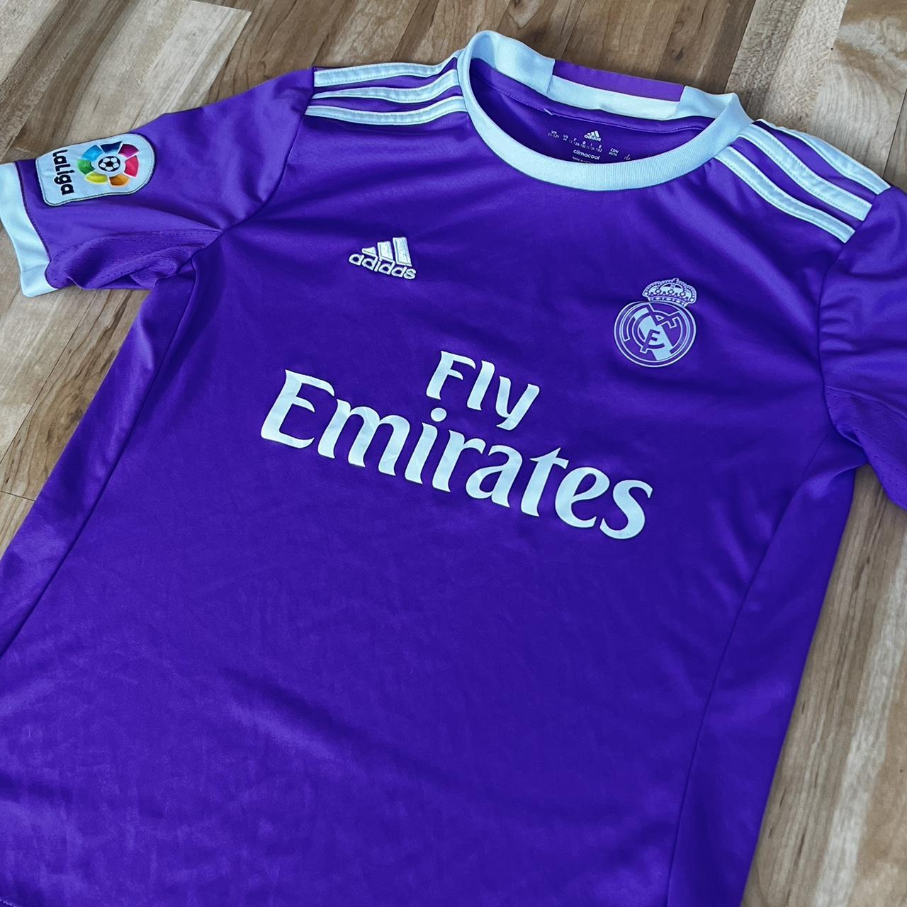 Real Madrid Adidas Purple Jersey Sz. M... - Depop