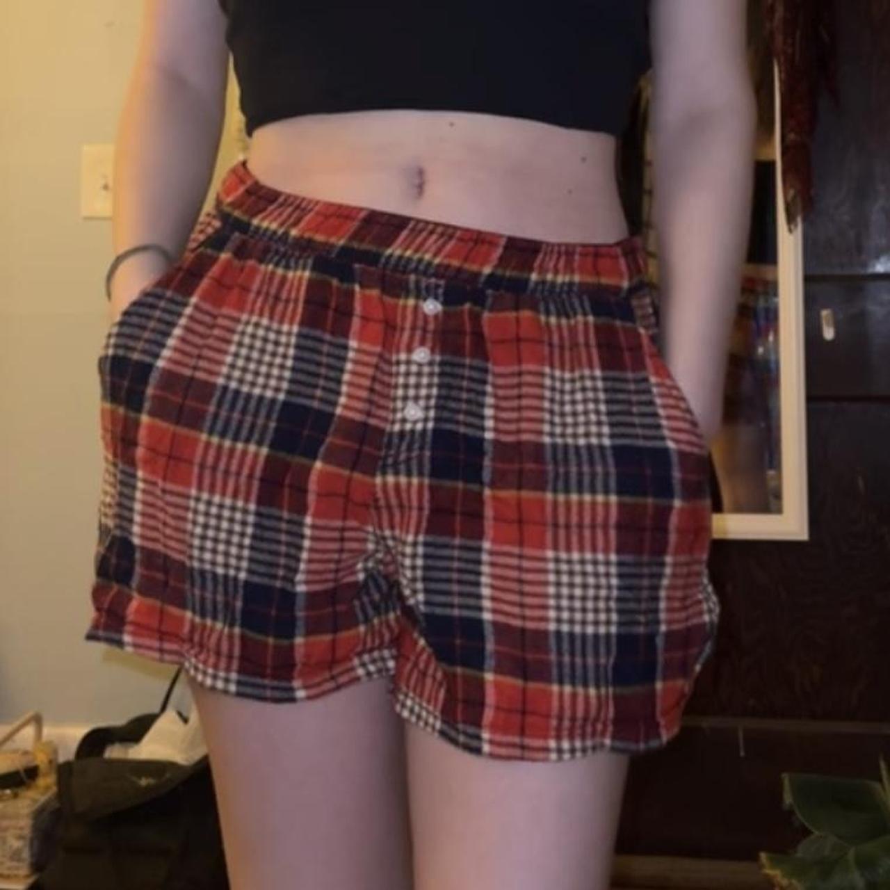 aerie flannel boyshort pajamas ️ soooo soft and... - Depop