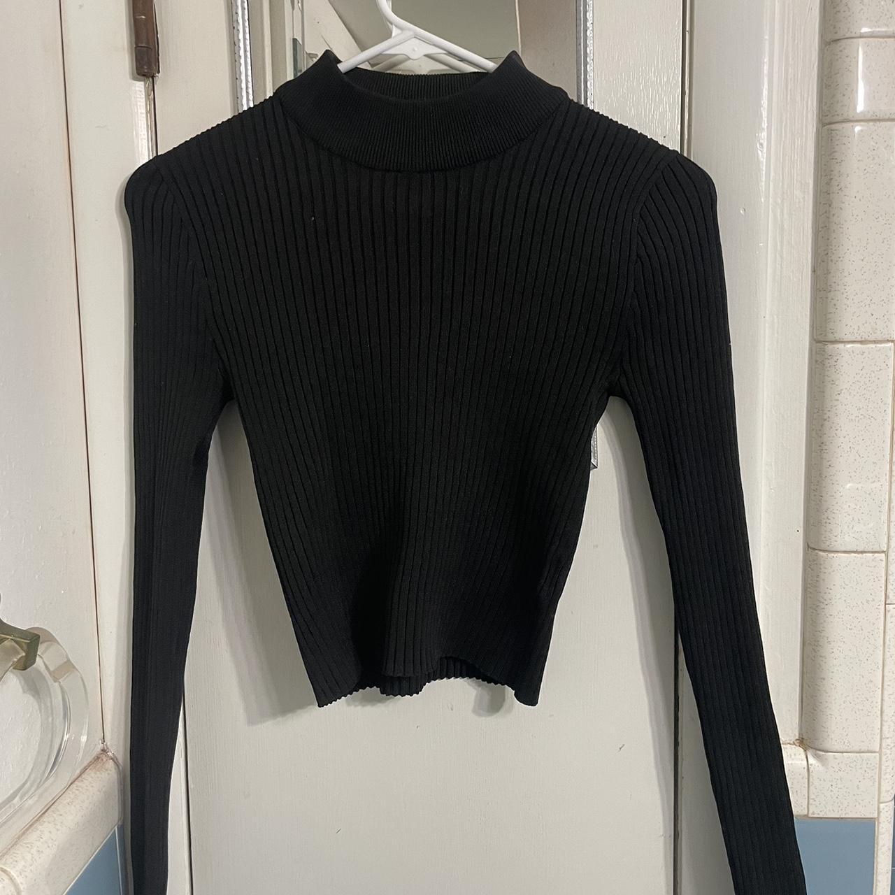 cropped black turtleneck really cute, good for... - Depop