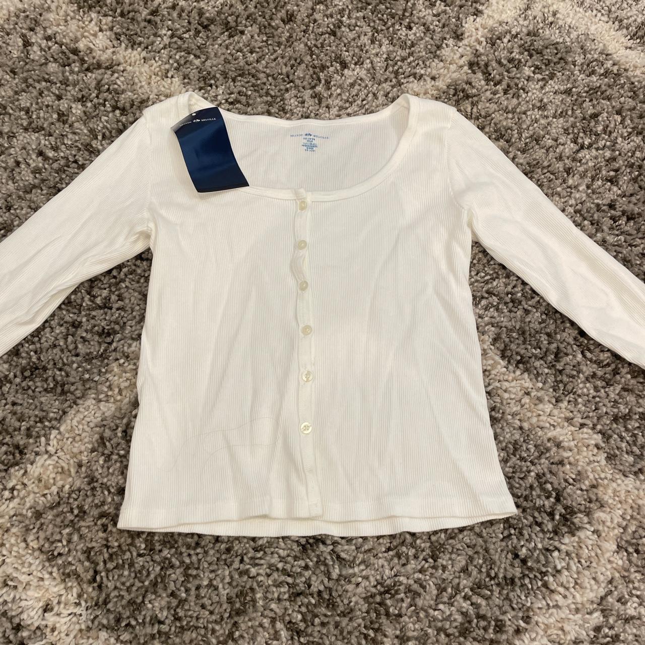 Brandy Melville white long sleeve Sonia thermal top - Depop