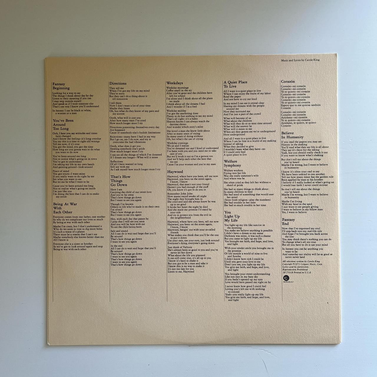 Carole King Vinyl Record Album: Fantasy Genre:... - Depop