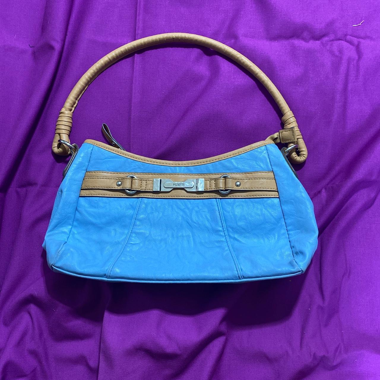 Nice Used Rosetti Blue Purse White Stripes Handbag Cream Shoulder Bag Demi  Mini | eBay