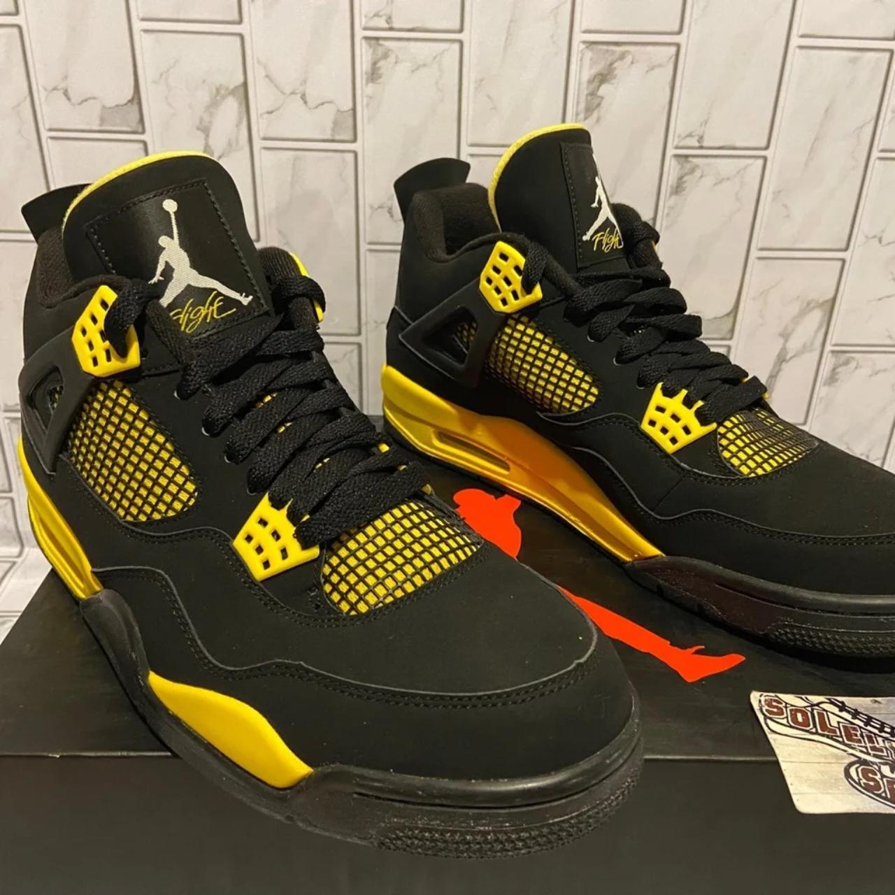 Nike Air Jordan 4 Retro Thunder Black Yellow 2012... - Depop