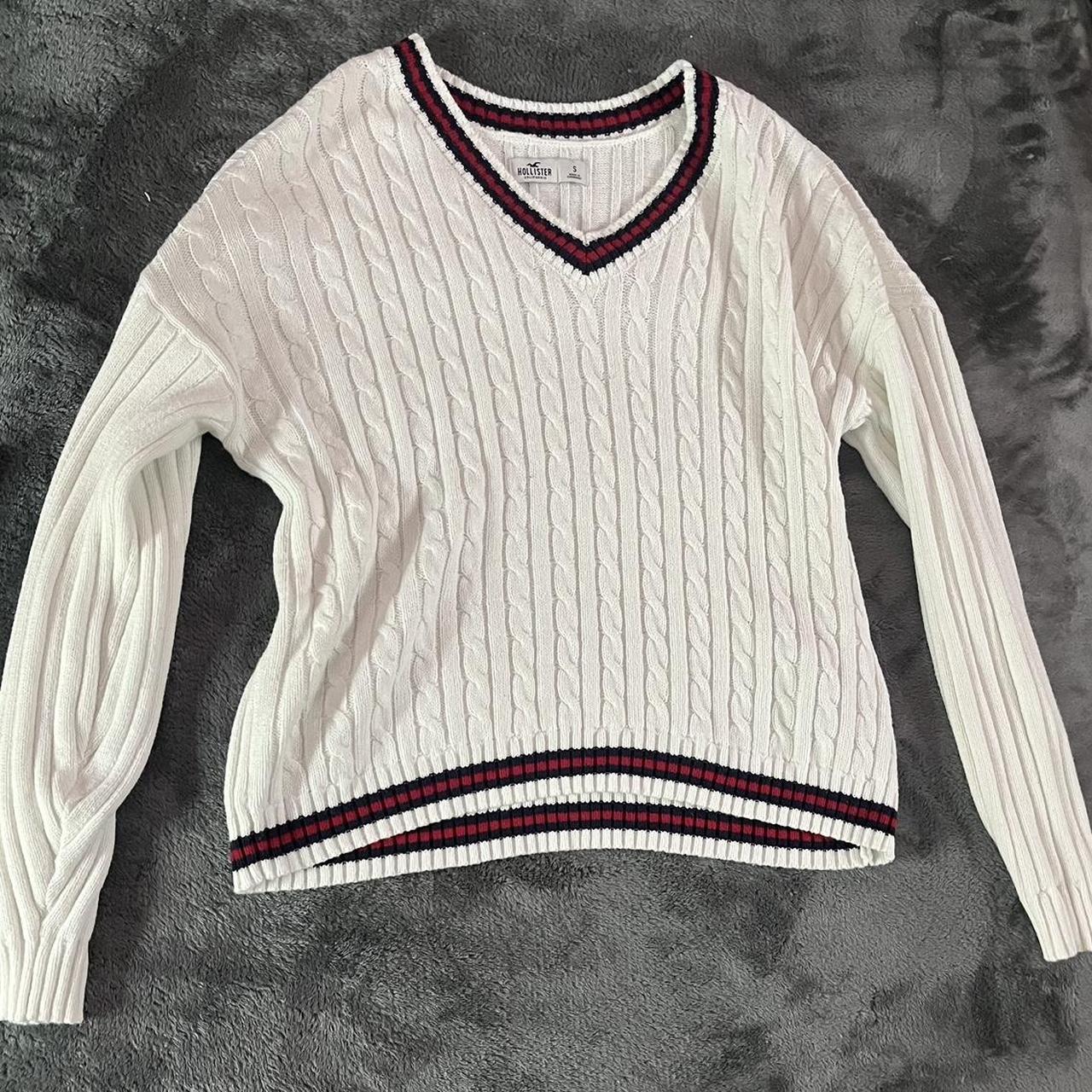 adorable red white and blue Hollister sweater- worn... - Depop