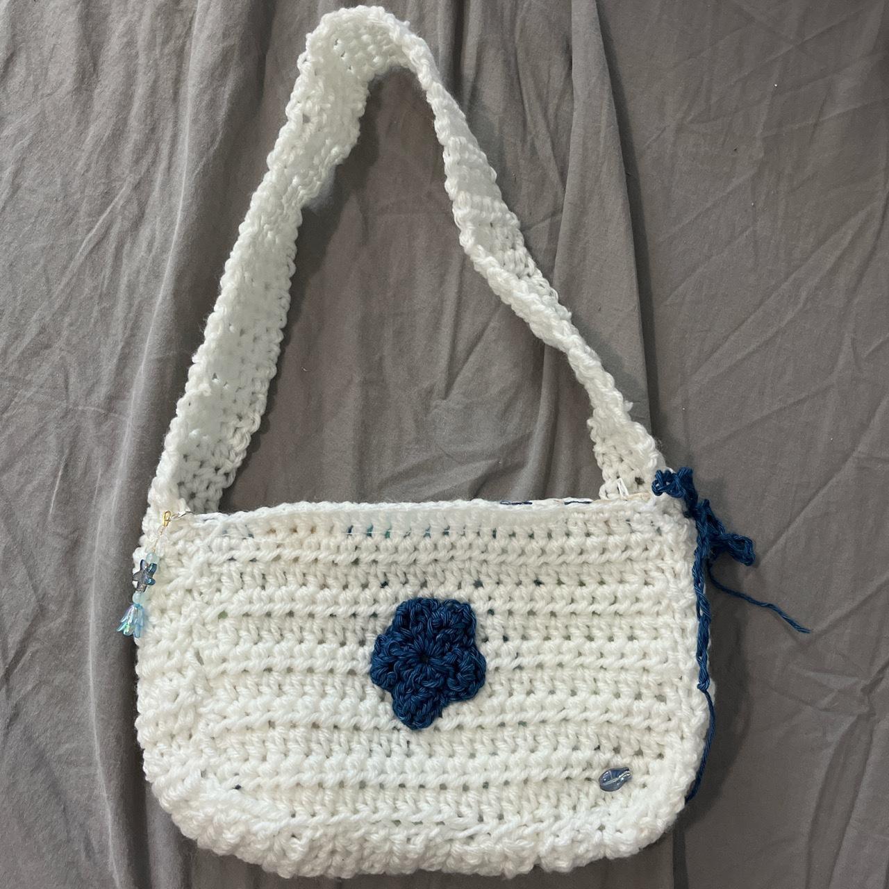 Women #39 s White and Navy Bag Depop