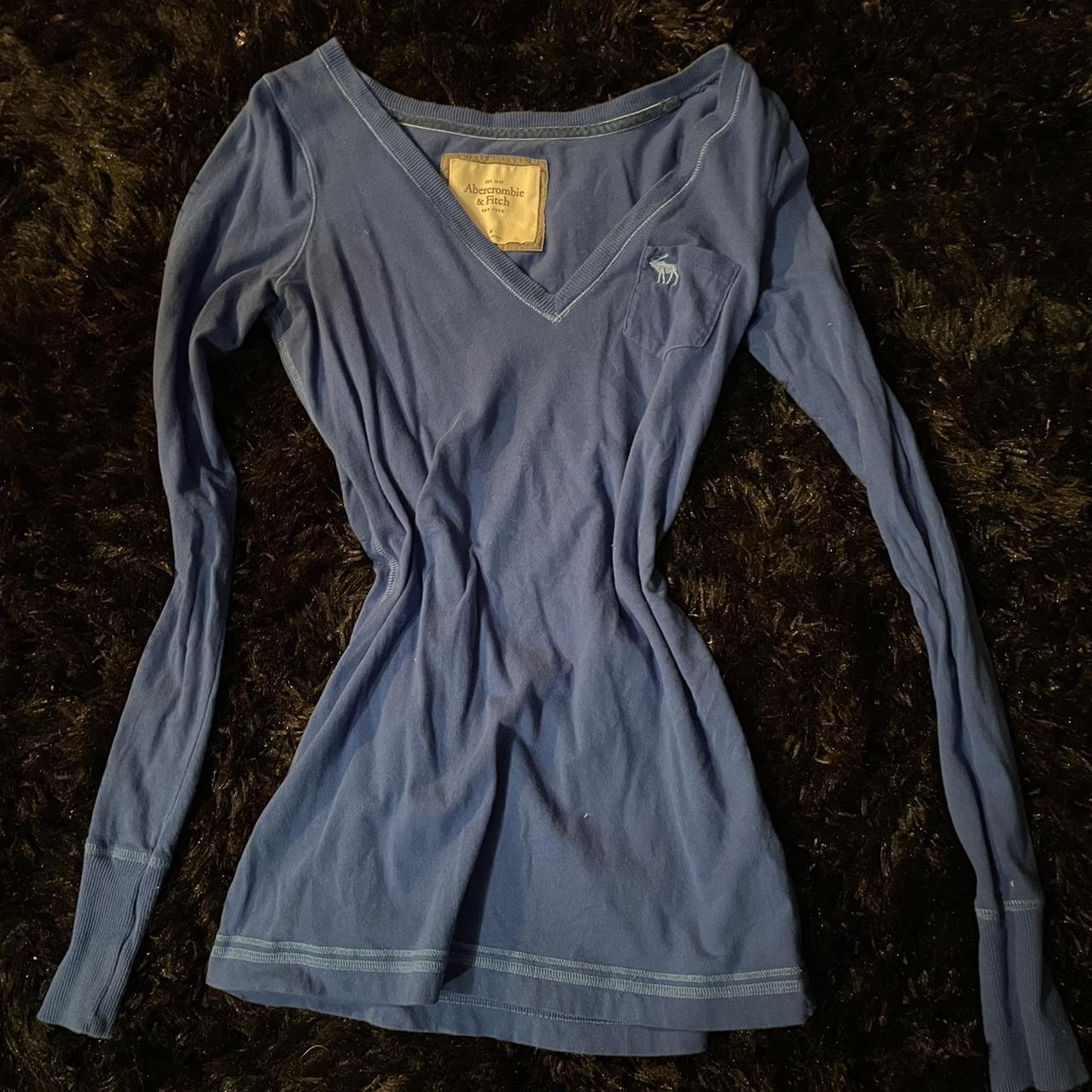 Blue Vintage Abercrombie & Fitch Long Sleeve Shirt... - Depop