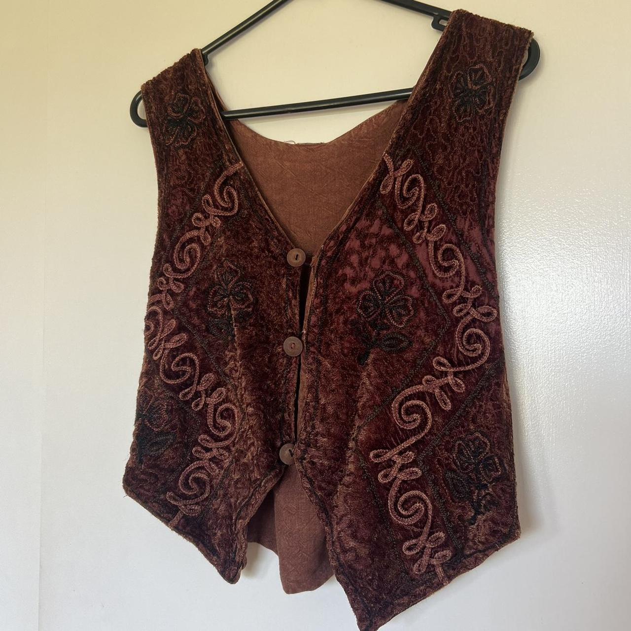 Velvet embroidered chocolate brown vest/top. Can be... Depop