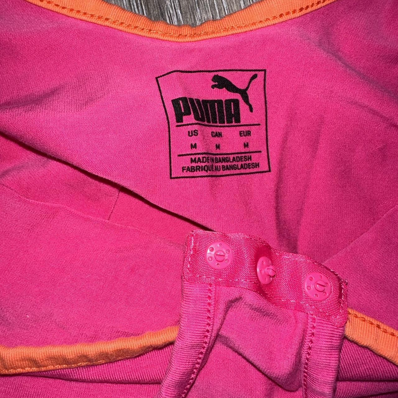 Pink and Orange Puma bodysuit Size: M/L Condition:... - Depop