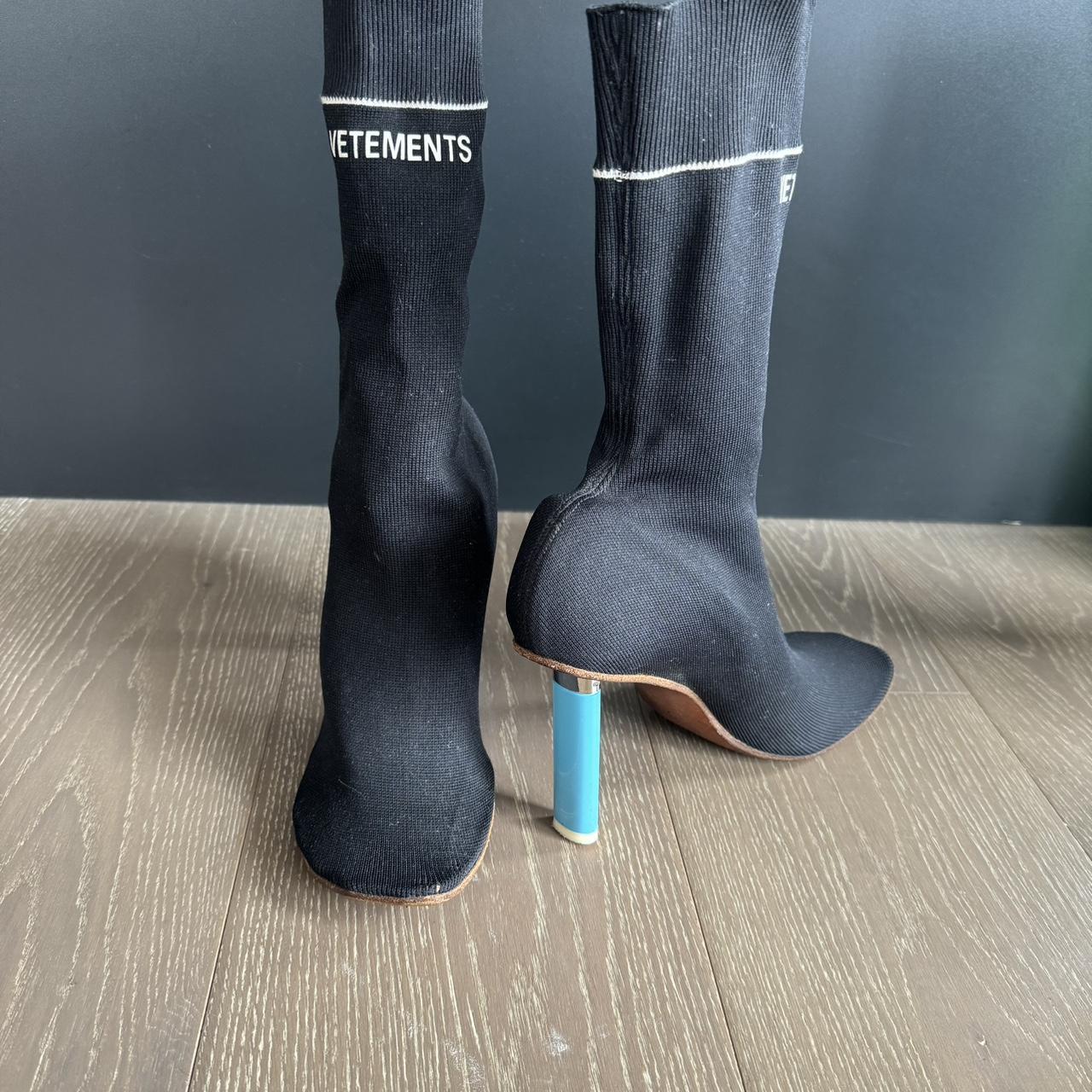 靴 Vetements Socks Boots Vetements White Knit Fabric Sock Boots Size 39 Vetements | TLC
