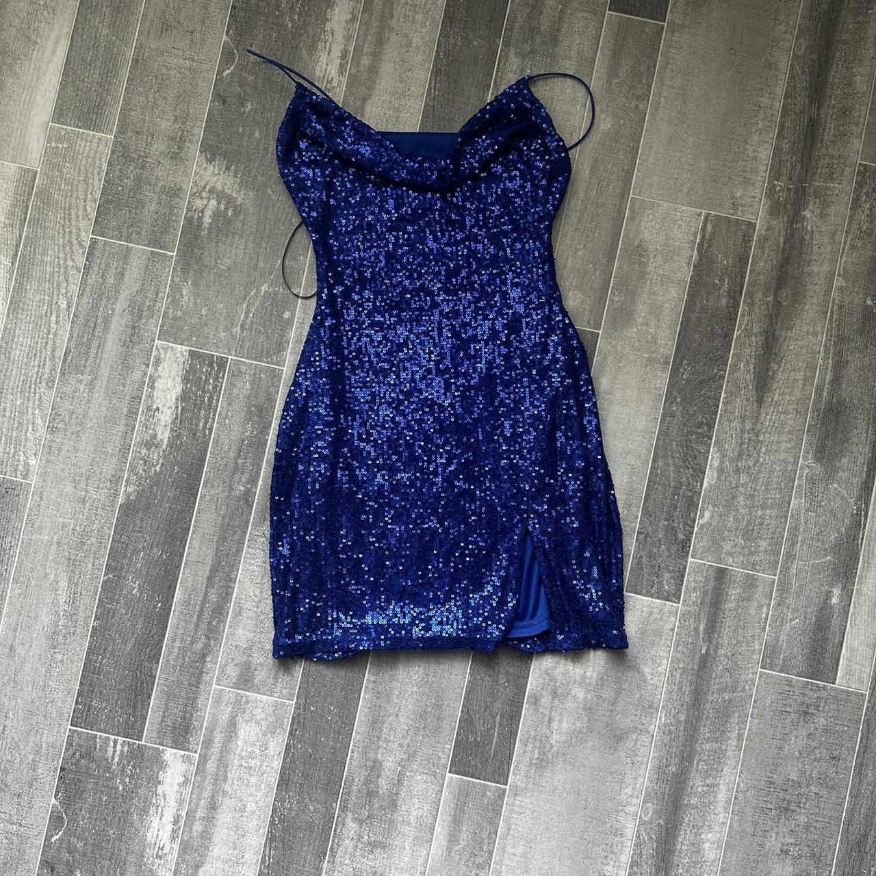 Windsor Blue Sequin Mini Dress NWOT Double Lining... - Depop