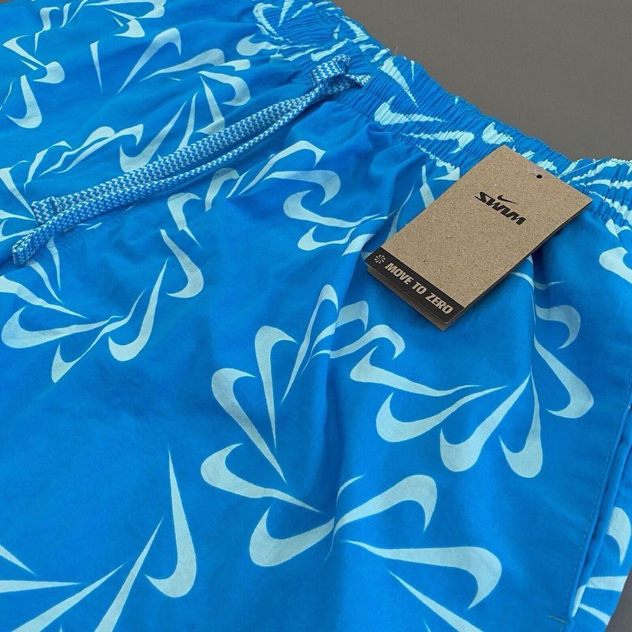 Nike Swoosh All over Print Volley 5" Blue Swim... Depop
