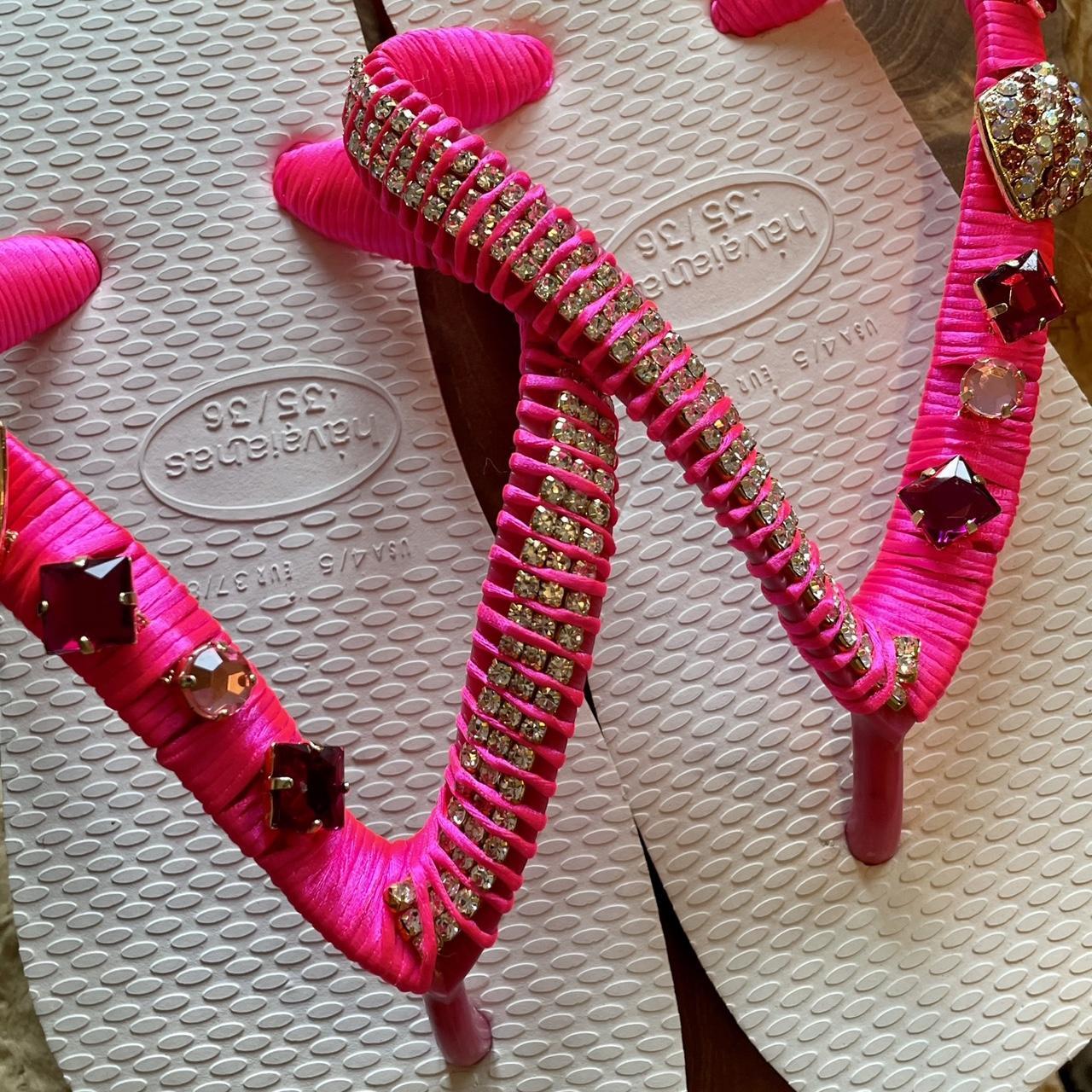 Beautiful customised Havaianas Hand made custom Depop