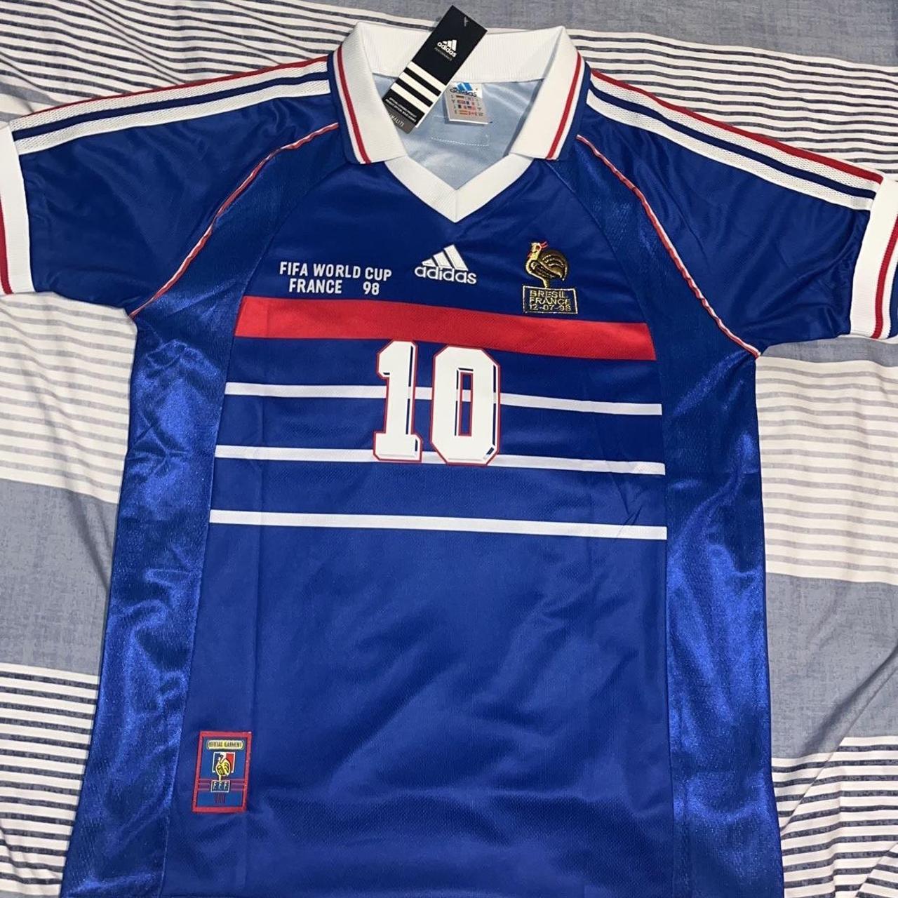 France 1998 Home World Cup #10 Zidane Jersey Sizes... - Depop