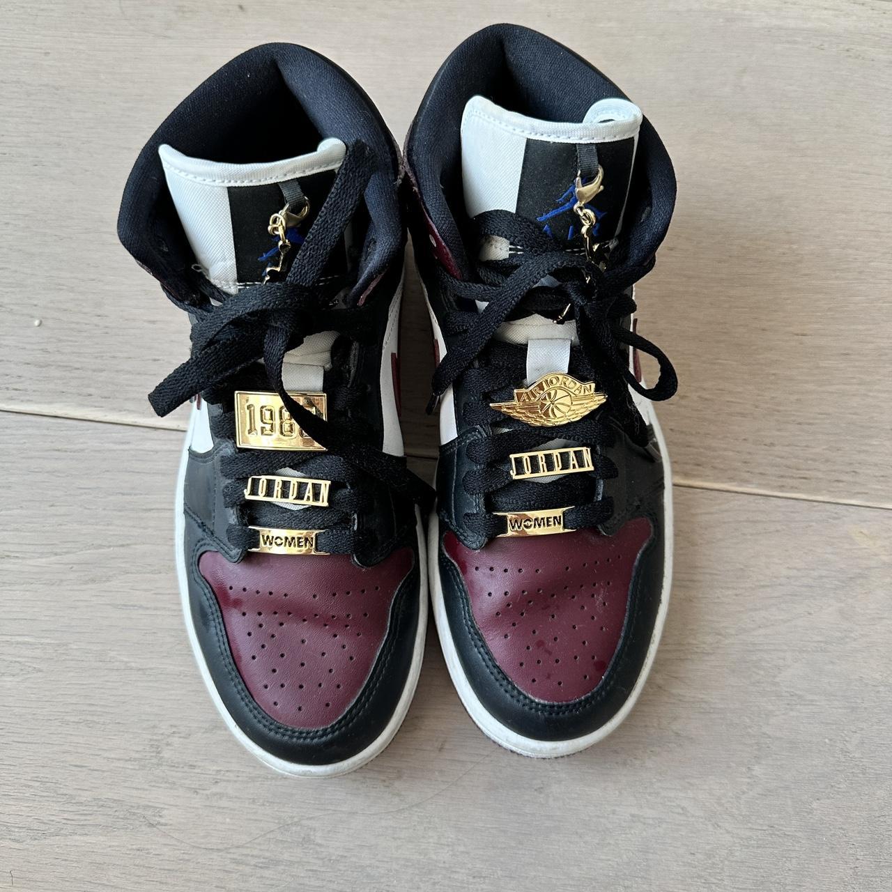 Maroon Black Gold Pendants Aj1 Mid Maroon Women's Air Jordan Mid
