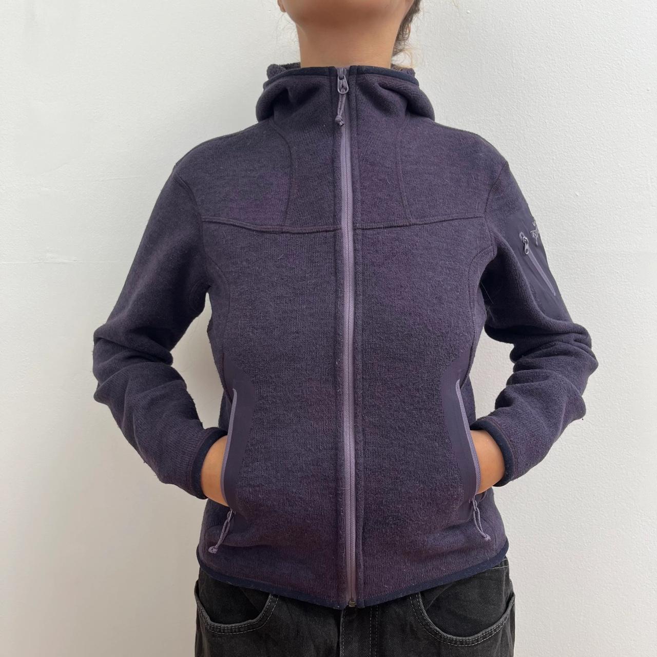 purple zip up hoodie jacket by Arc'Teryx Tag size... - Depop