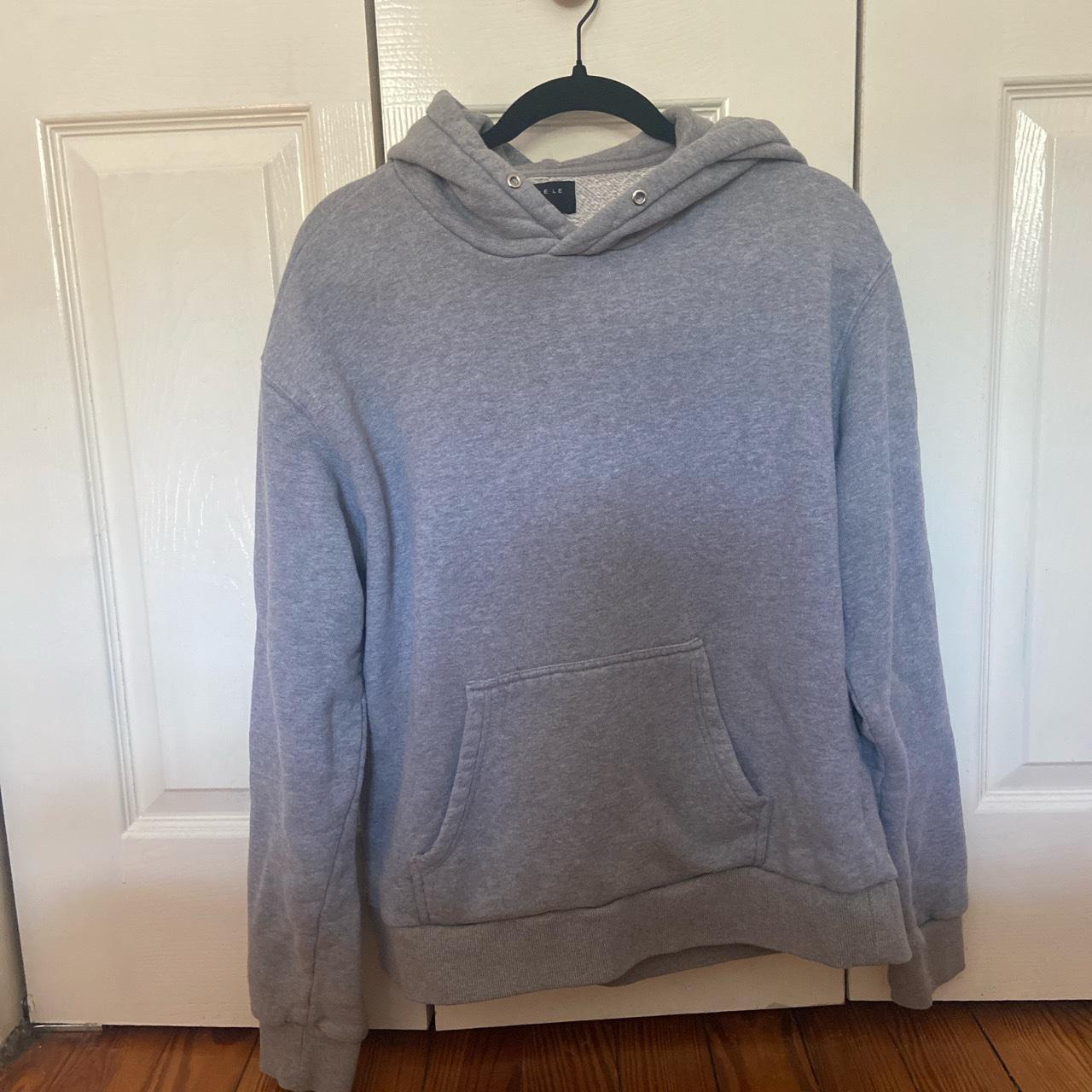 small grey hoodie -> size medium, but fits more... - Depop