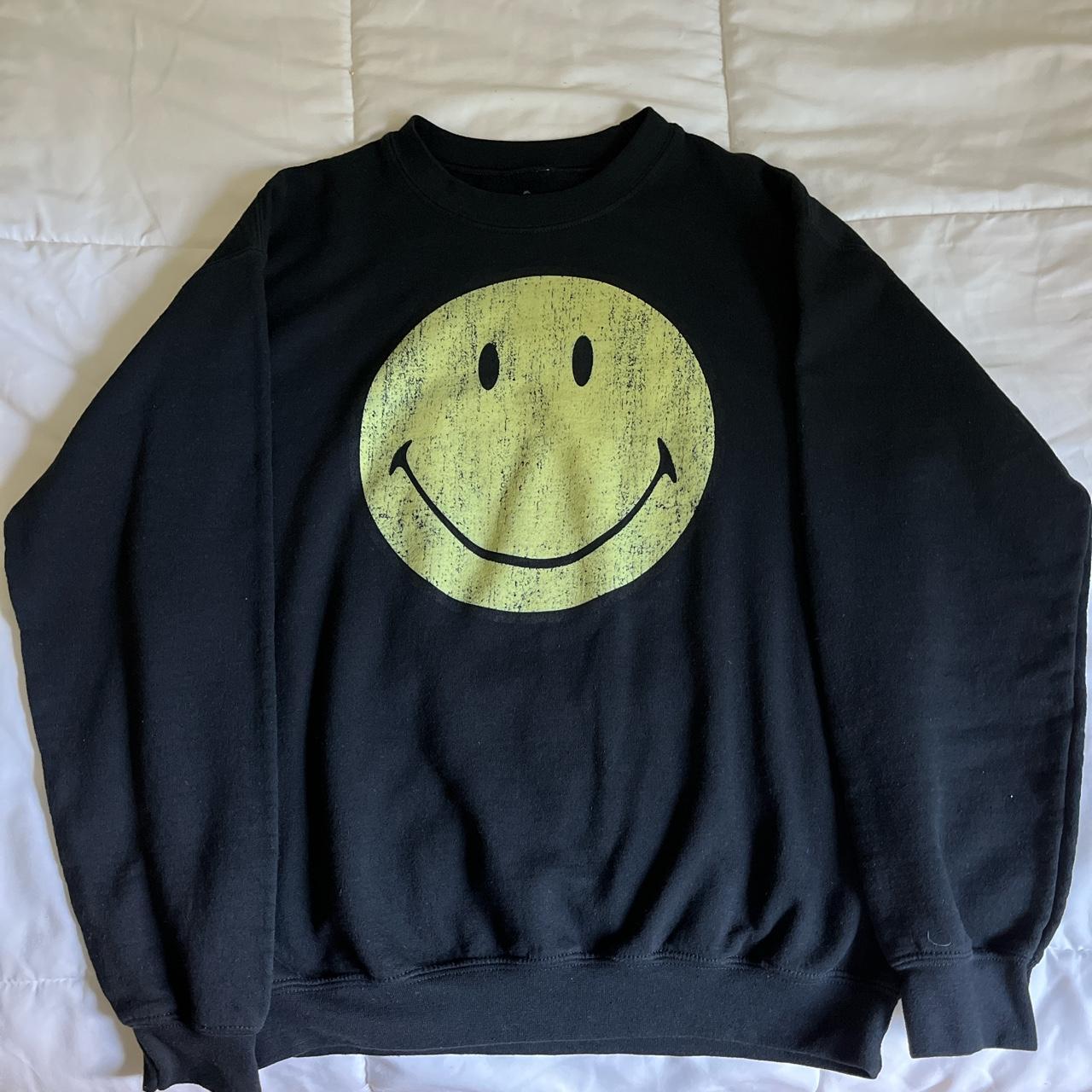 pacsun black and yellow smiley face crewneck. not. Depop