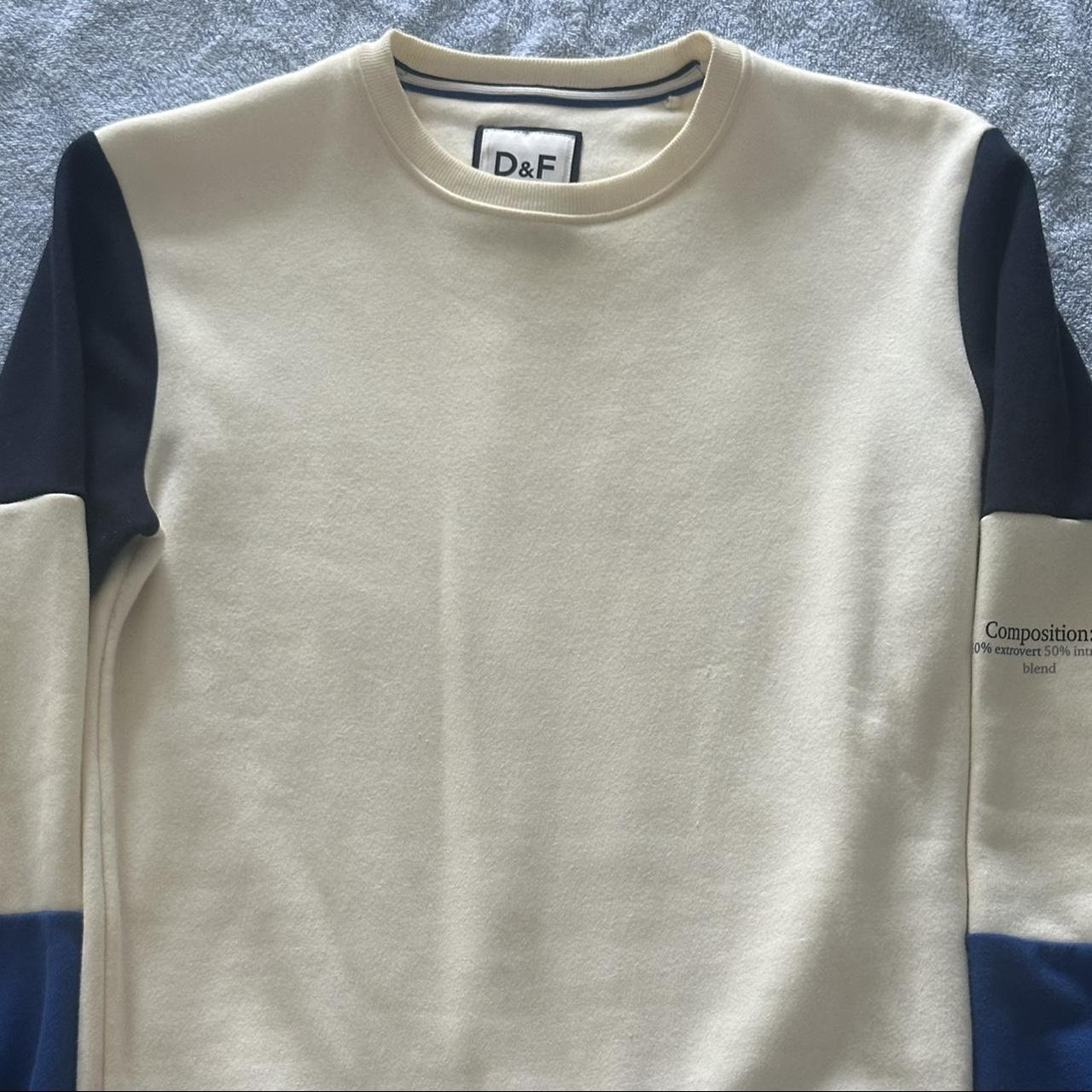 Brand: D and F Ricky Singh Cream and Blue Sweatshirt | Depop