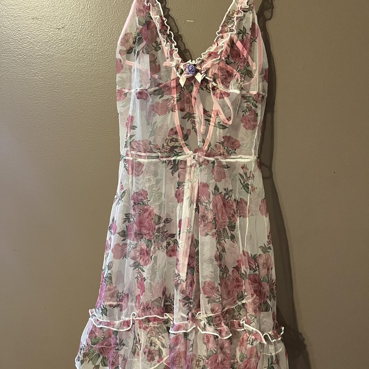 Shein Floral Print Sheer Slip Dress Size Small New /... - Depop