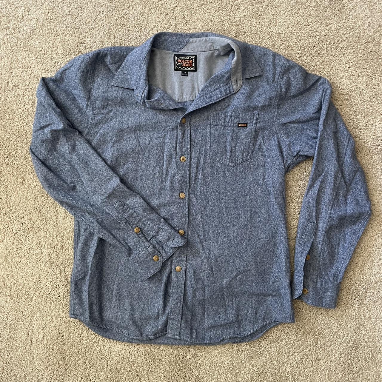 Vintage Volcom Large Button-Up, Light blue heather.... - Depop