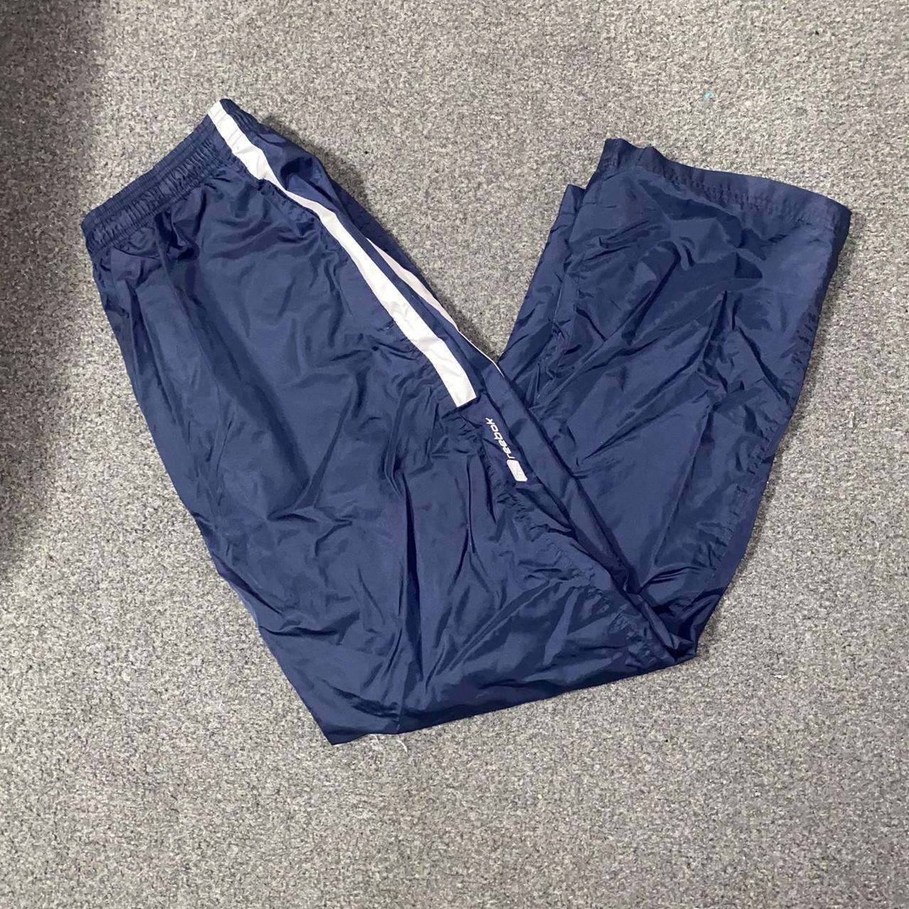Vintage Navy blue Reebok fleece pants size L Depop