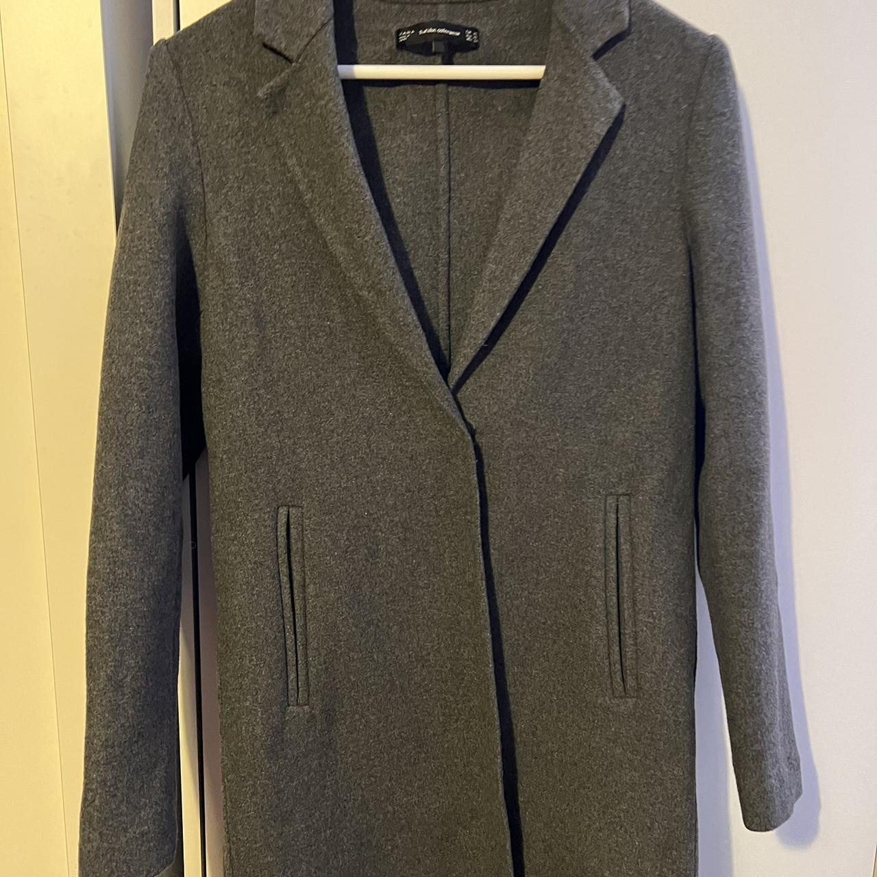 ZARA grey wool coat XS new no tags #zaracoat... - Depop