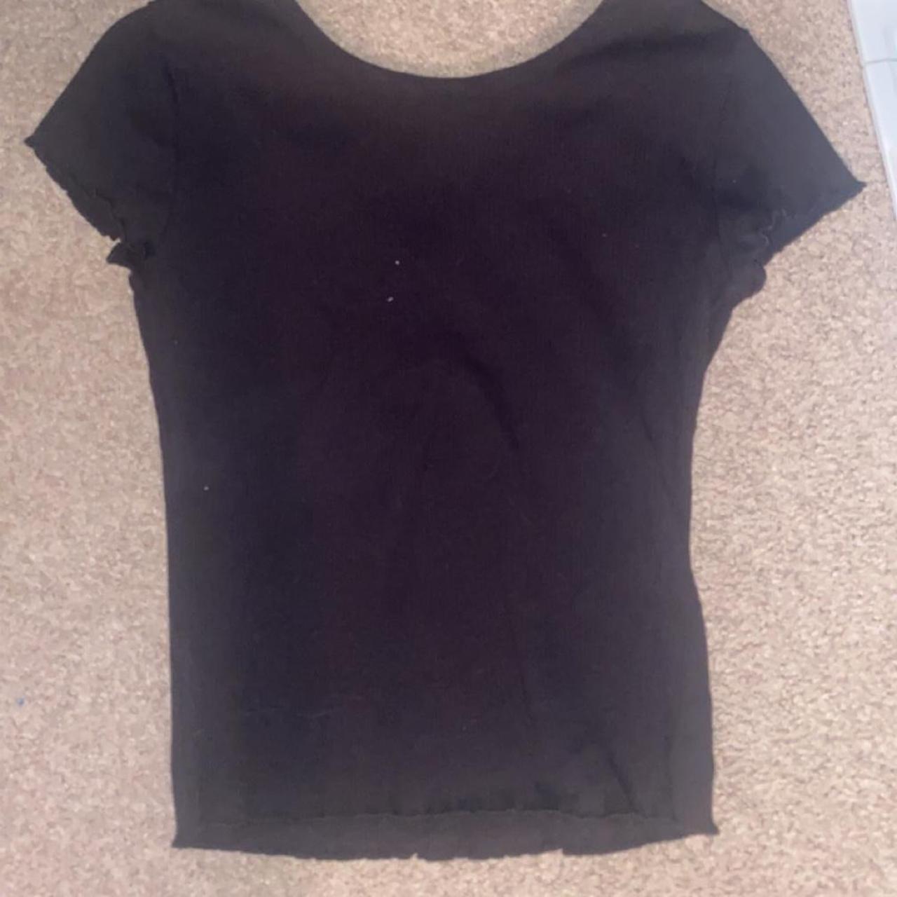 loose black v neck crop top from no boundaries - Depop