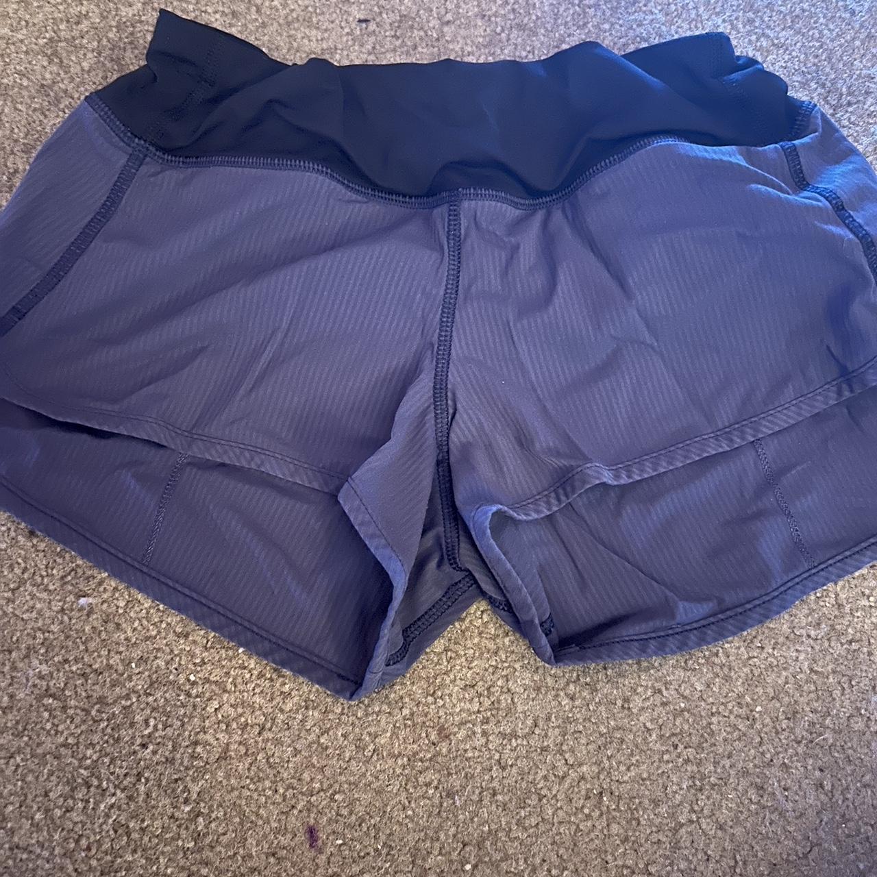 navy blue lululemon shorts the inside liner is cut... Depop