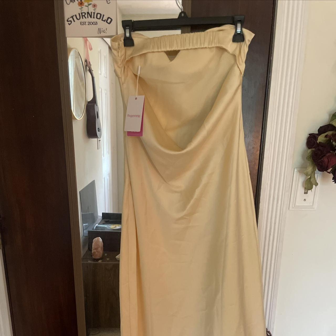 beginning boutique maiah yellow maxi dress yellow... - Depop