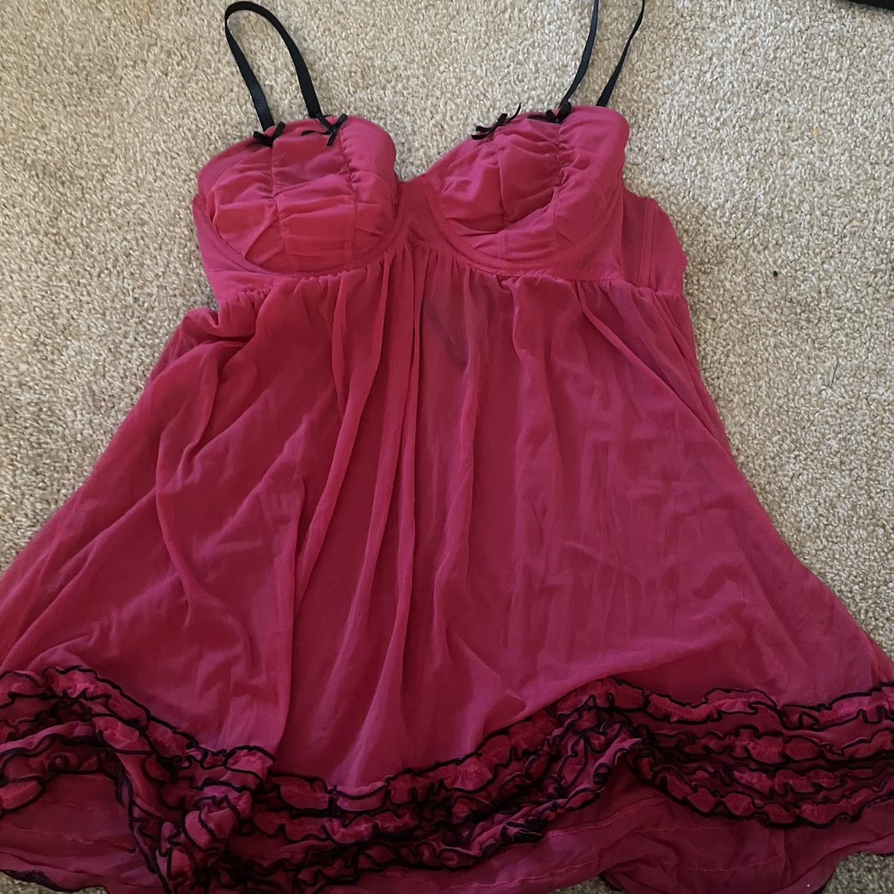 Babydoll hot pink lingerie y2k Fits 36C - Depop