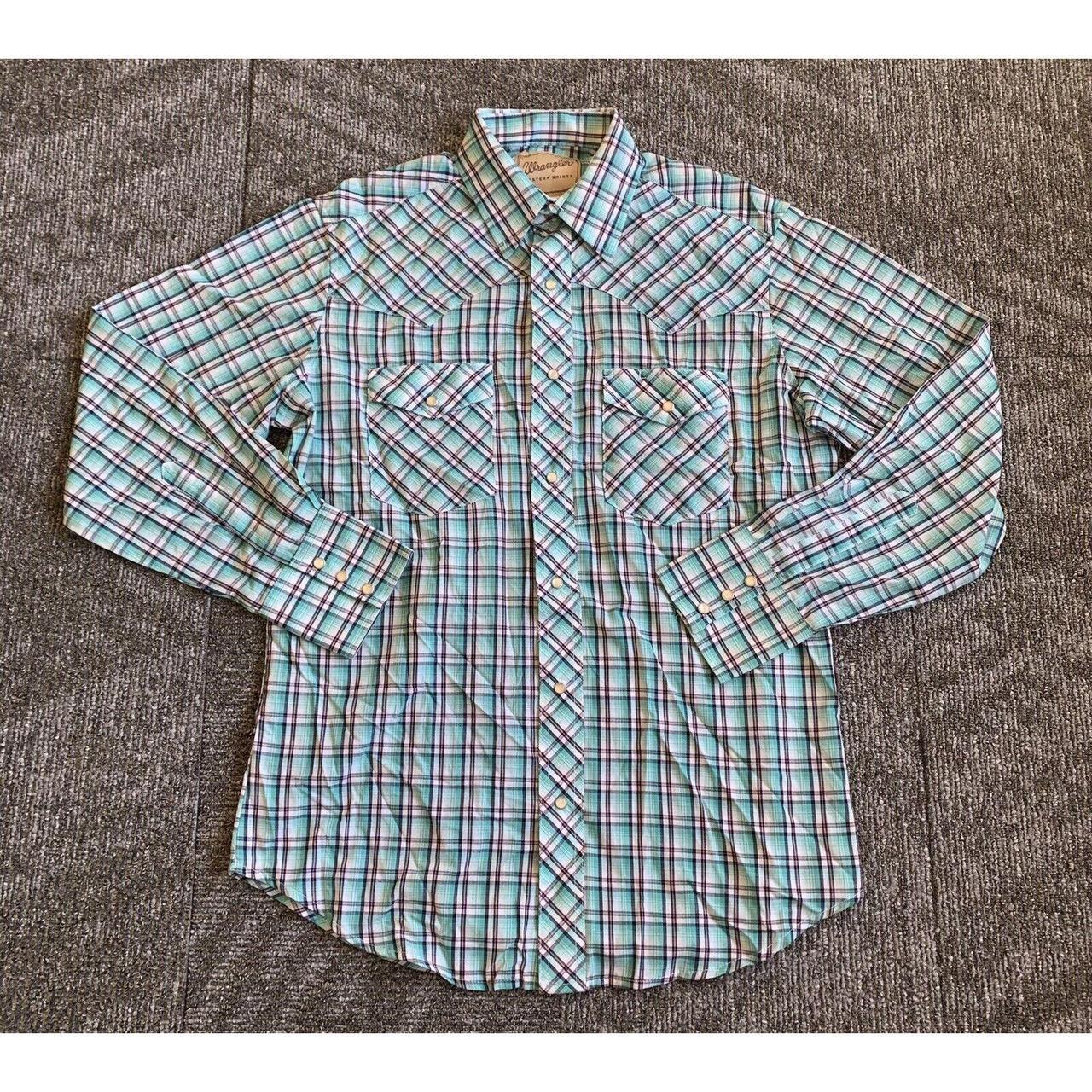 Wrangler Western Plaid Diamond Pearl Snaps Long - Depop