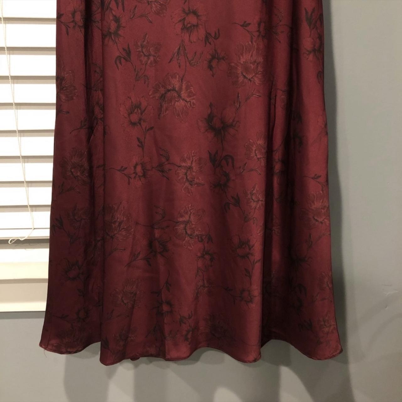 Calvin Klein burgundy slip dress with black floral... - Depop