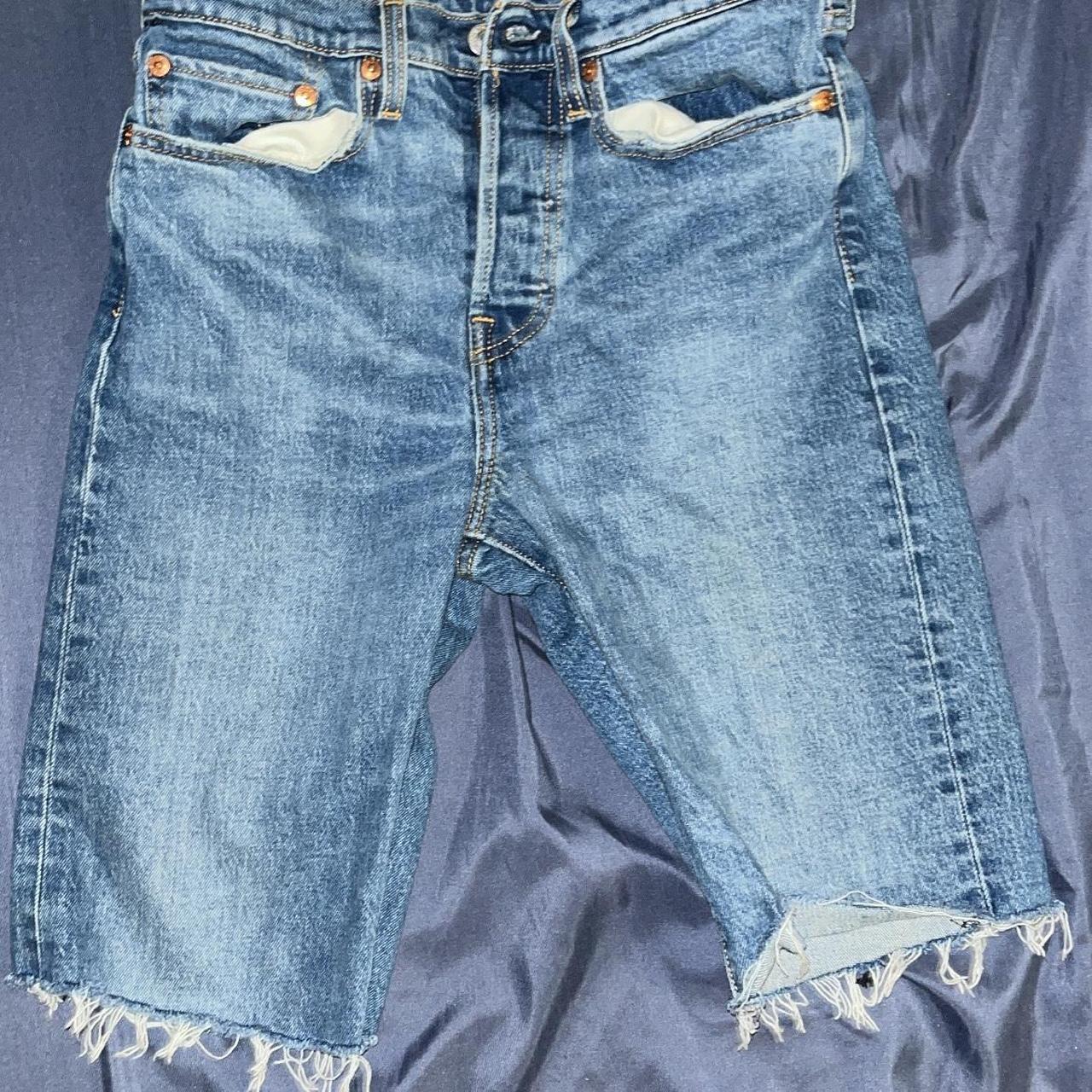 Levis jorts distressed size 27 button up they are 19... - Depop
