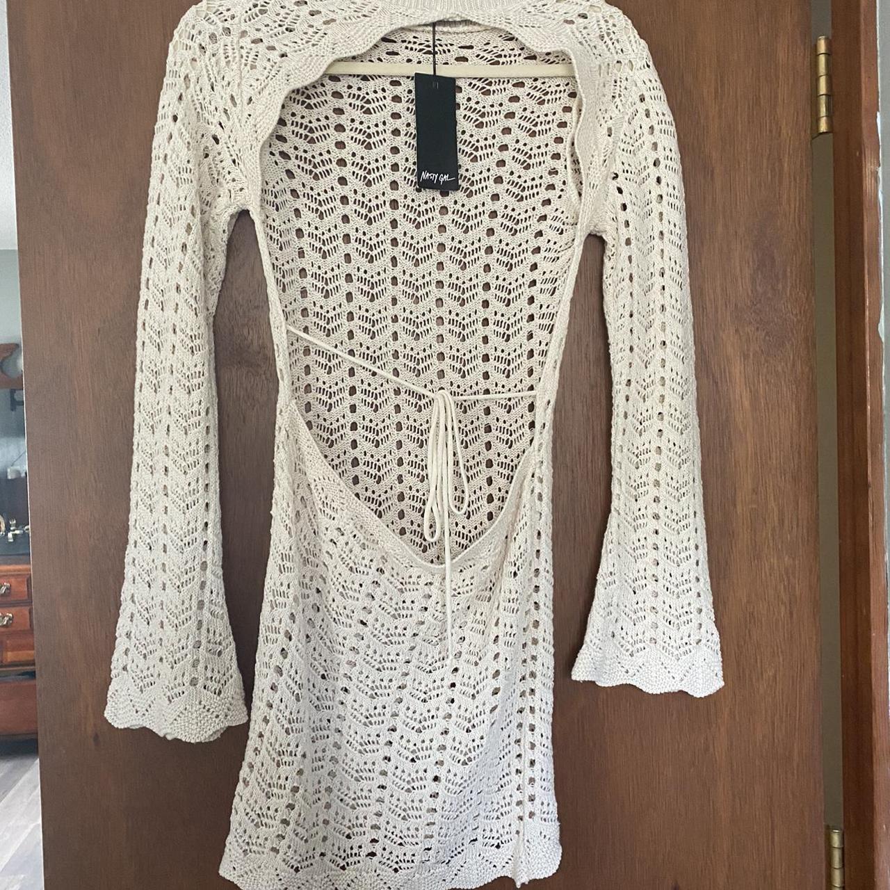 Nasty gal crocheted knit dress open back Superrrrr... Depop