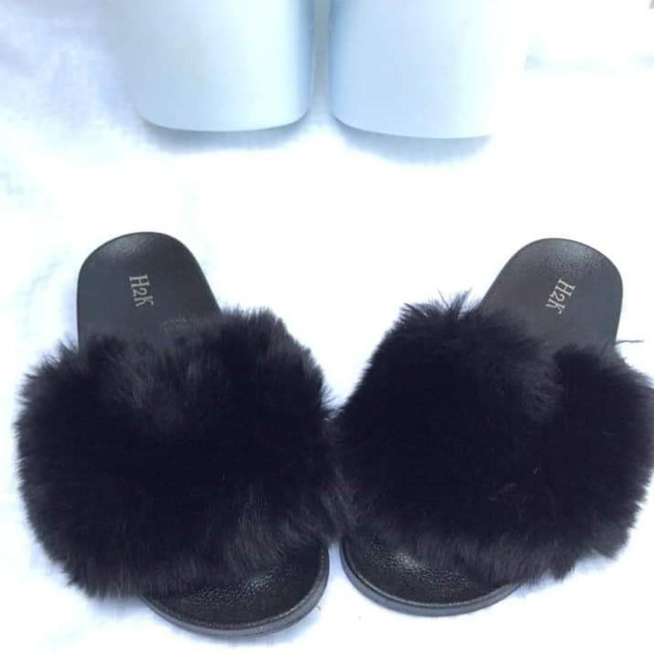 H2K Slippers Casual Fur Fluffy Slippers Flats Thick Depop