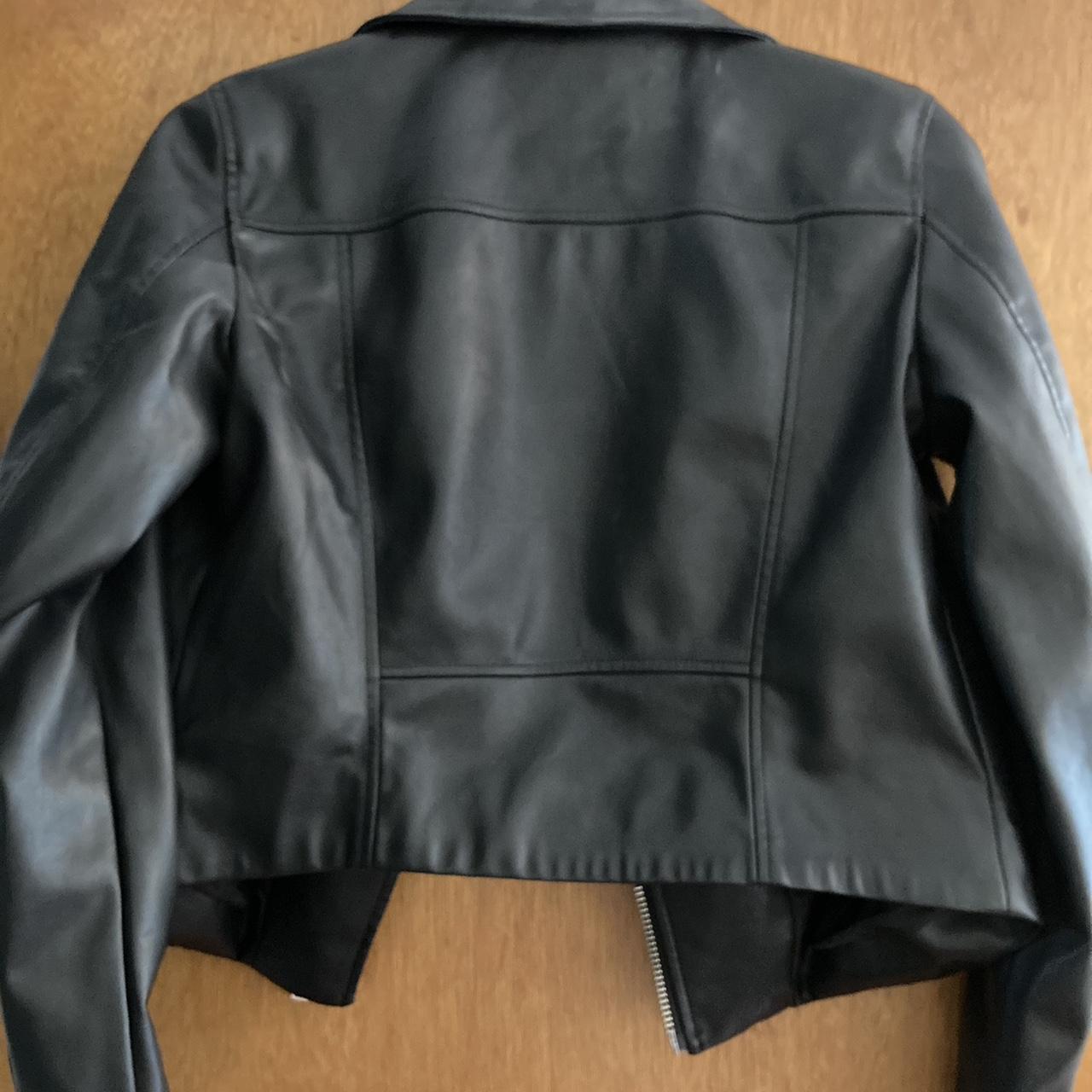 BNWT H&M faux vegan leather cropped biker jacket,... - Depop