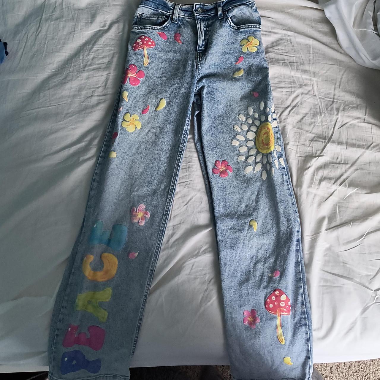 Wild fable baggy jeans size 00 printed pictures 🍄 - Depop