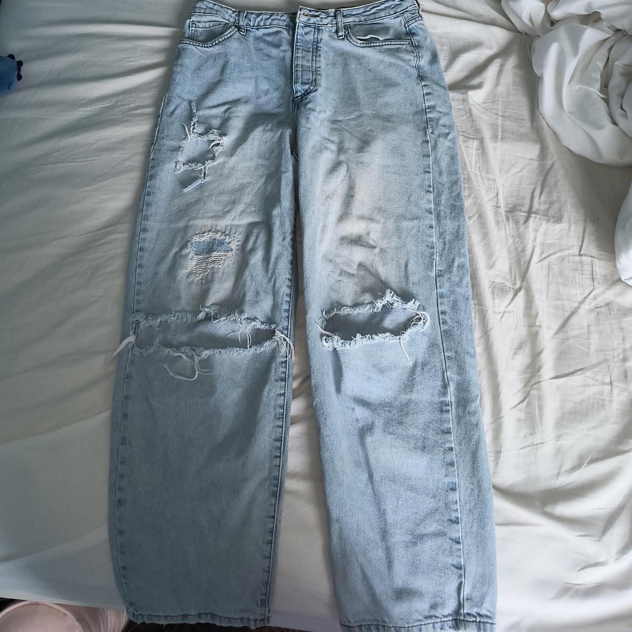 US size 30 jeans with holes just a bit big on me I'm... Depop